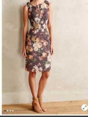 Tabitha S Floral Sleeveless Sheath Dress in Brown